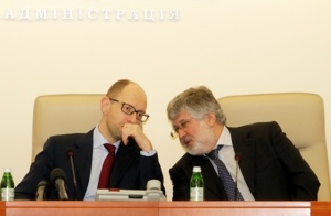 Лобіст "Привату" Арсеній Яценюк і власник "Привату" Ігор Коломойський.