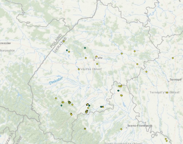 Місця видобутку мінеральної води на території Львівської області (детальна карта на сайті Геоінформ України)